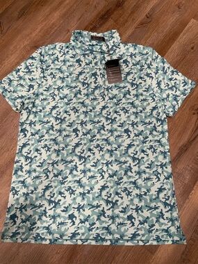 NEW G/Fore Green Skull Monsoon Mapped Icon Camo Tech Jersey Polo Men's Sz XL